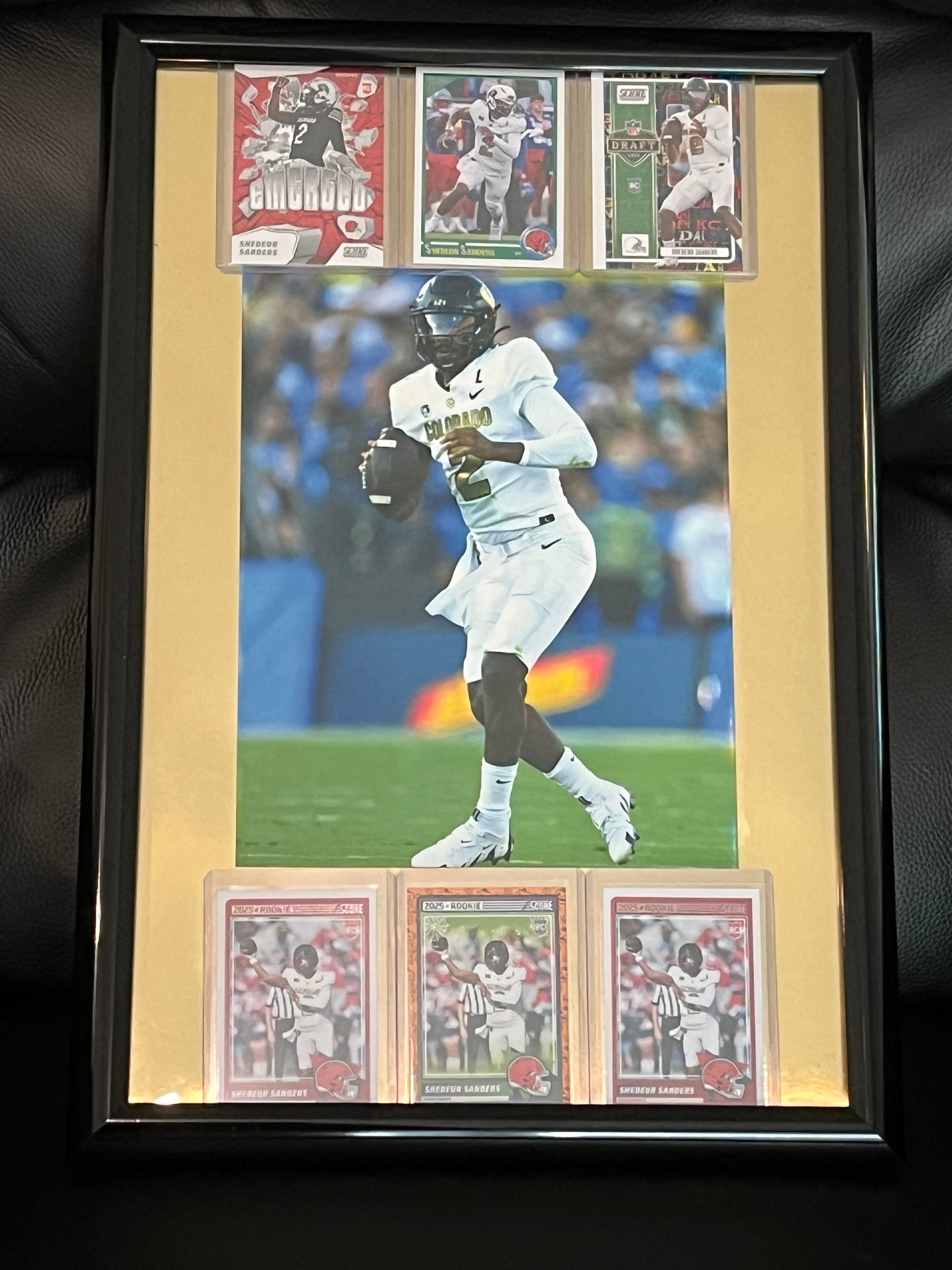 Shedeur Sanders Framed Sports Portrait with Trading Cards
