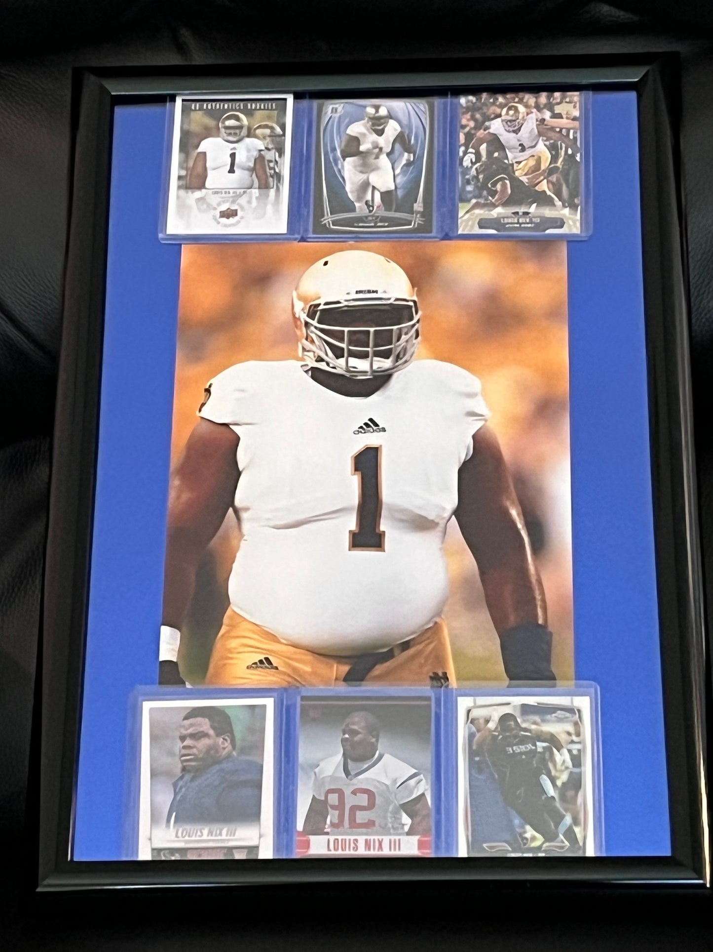 Louis Nix III Framed Sports Portrait w Trading Cards