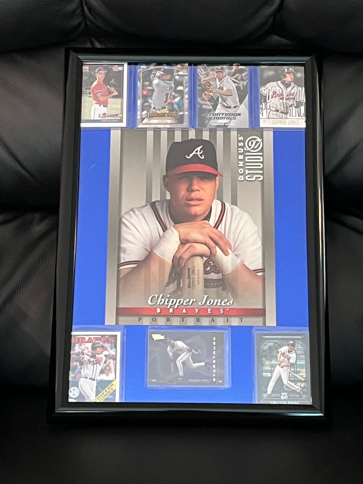Chipper Jones Framed Sports Portrait w Trading Cards