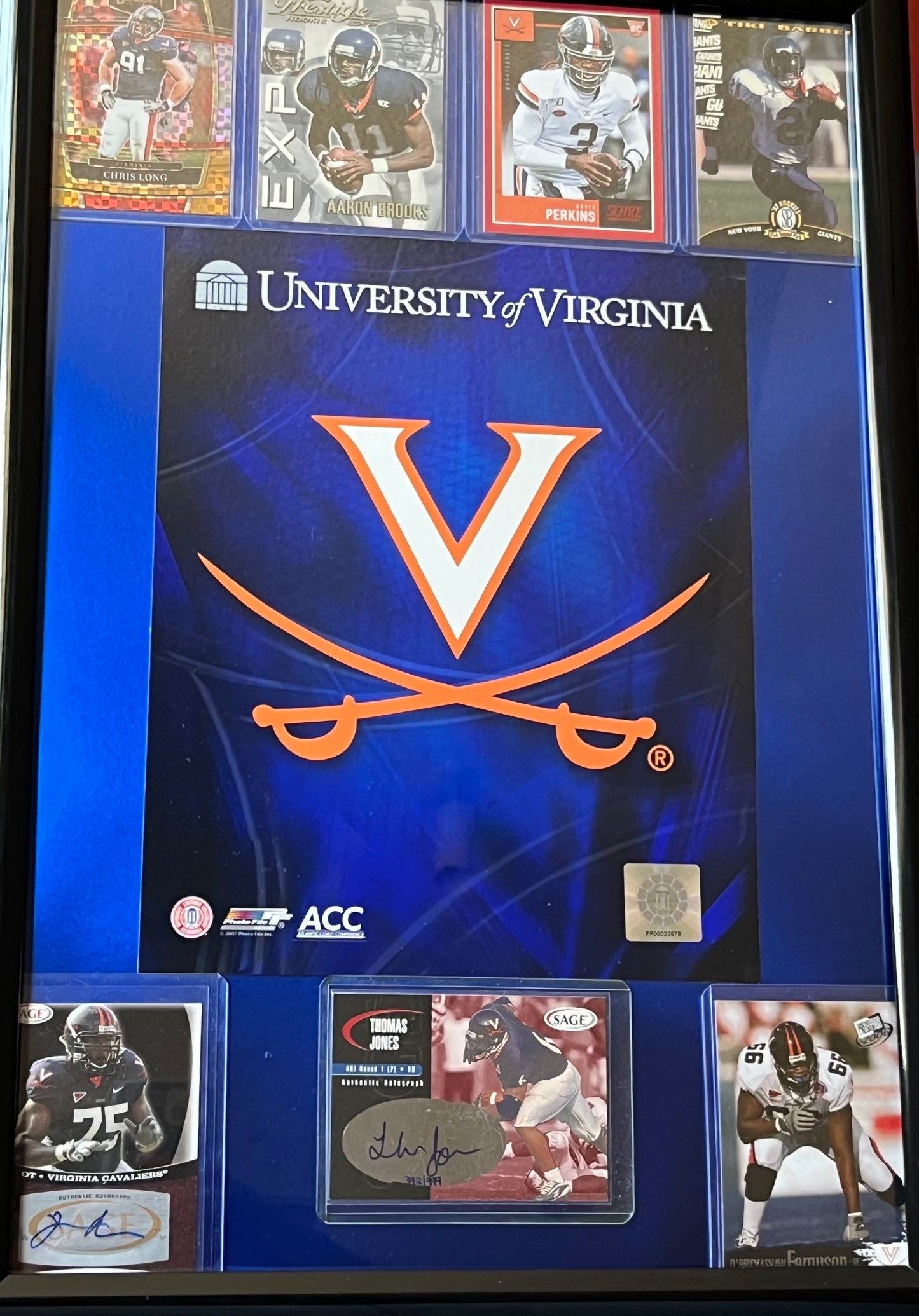 Autographed University of Virginia Football 12x18in Framed Portrait