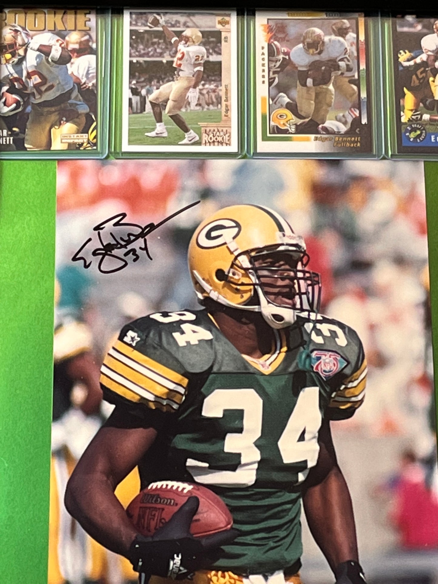 Autographed Edgar Bennet Framed Sports Portrait