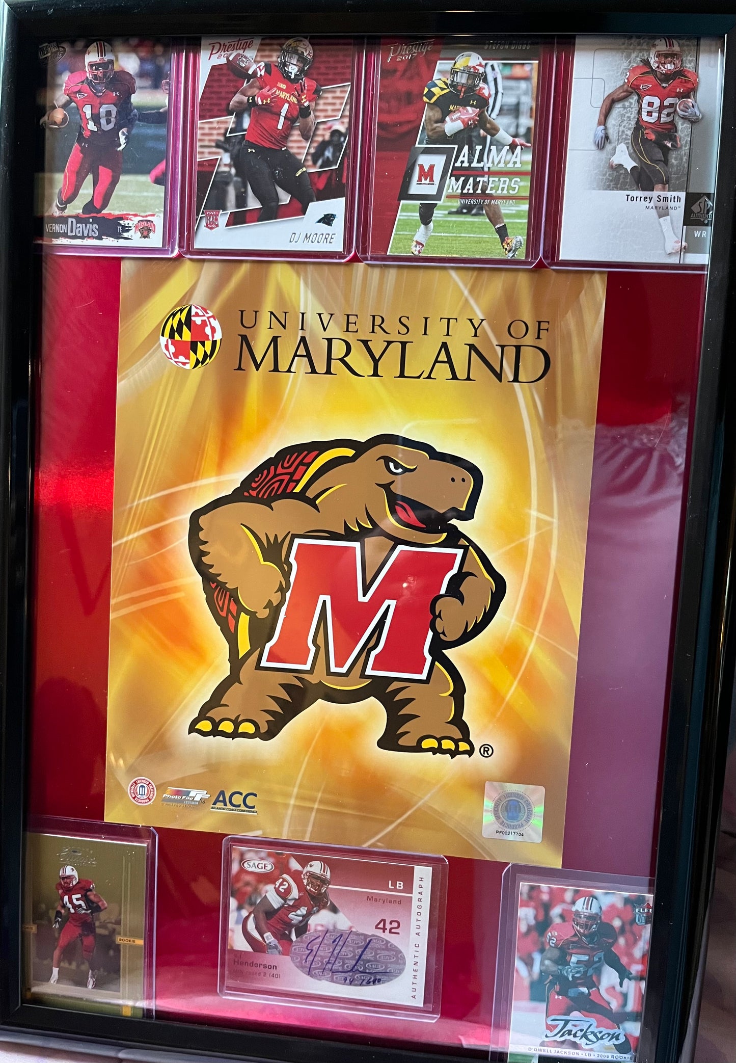 Autographed University Of Maryland Football Framed Portrait