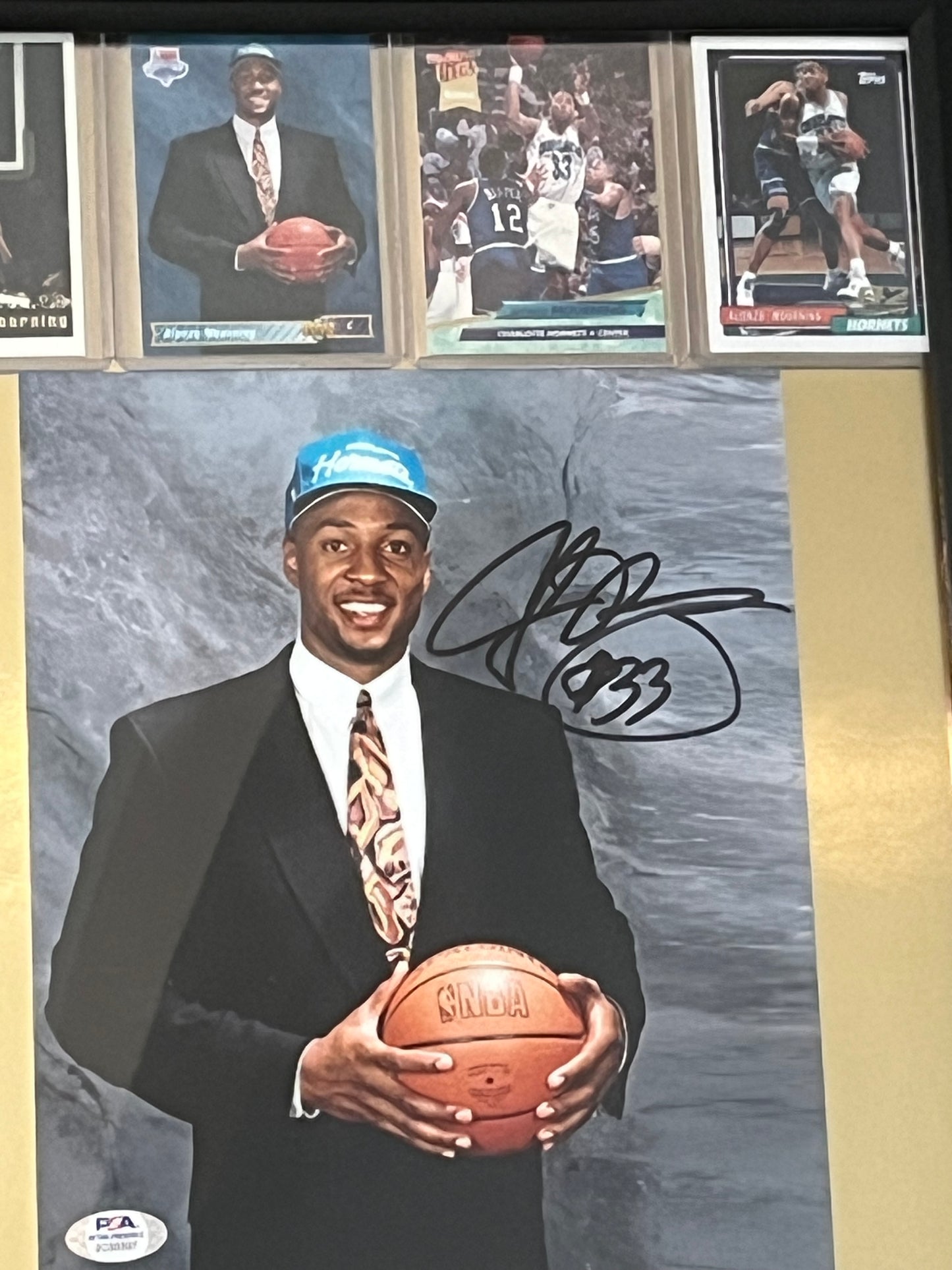 Autographed Alonzo Mourning Framed Sports Portrait with Trading Card