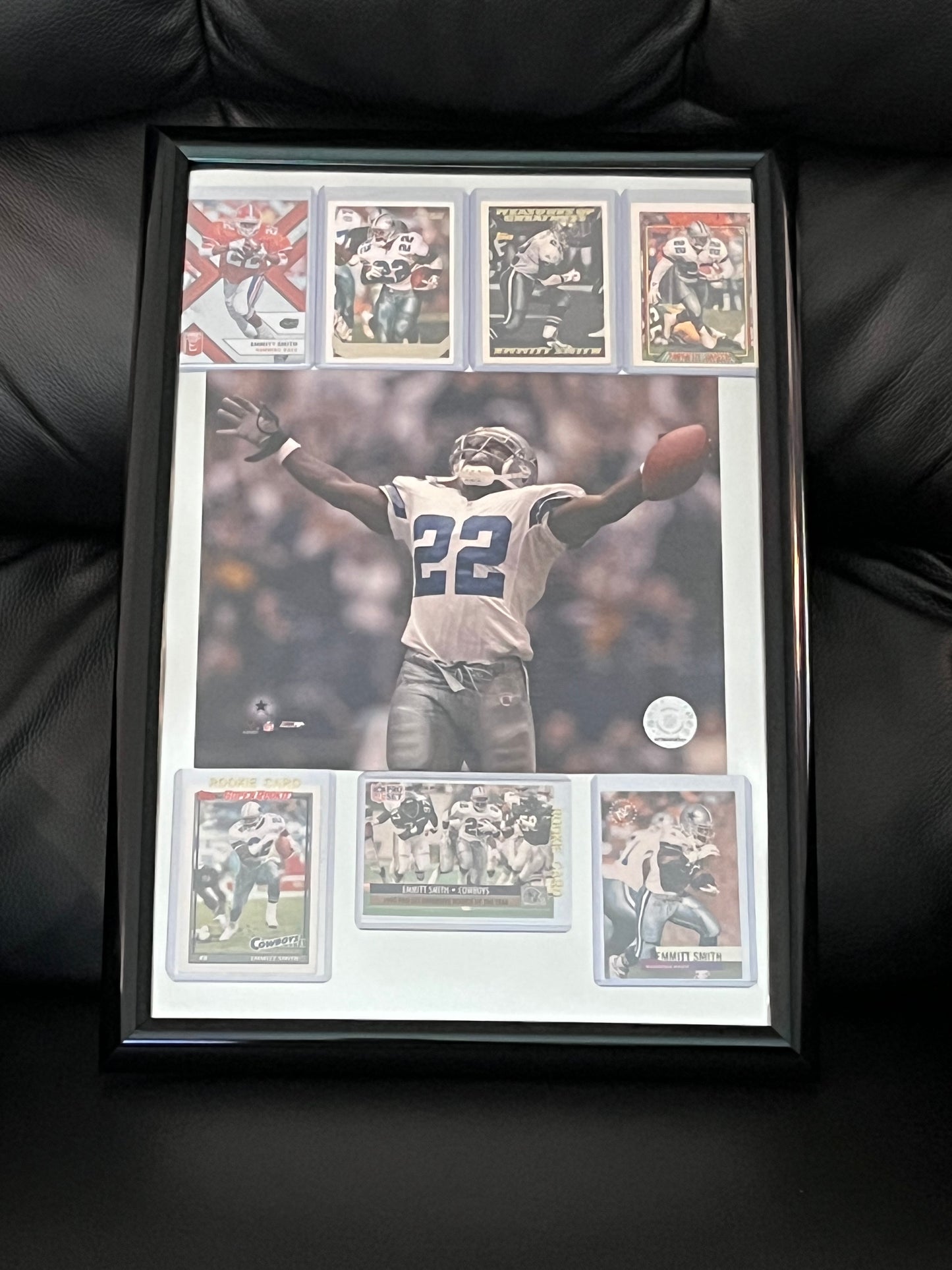Emmitt Smith Framed Sports Portrait w Trading Cards