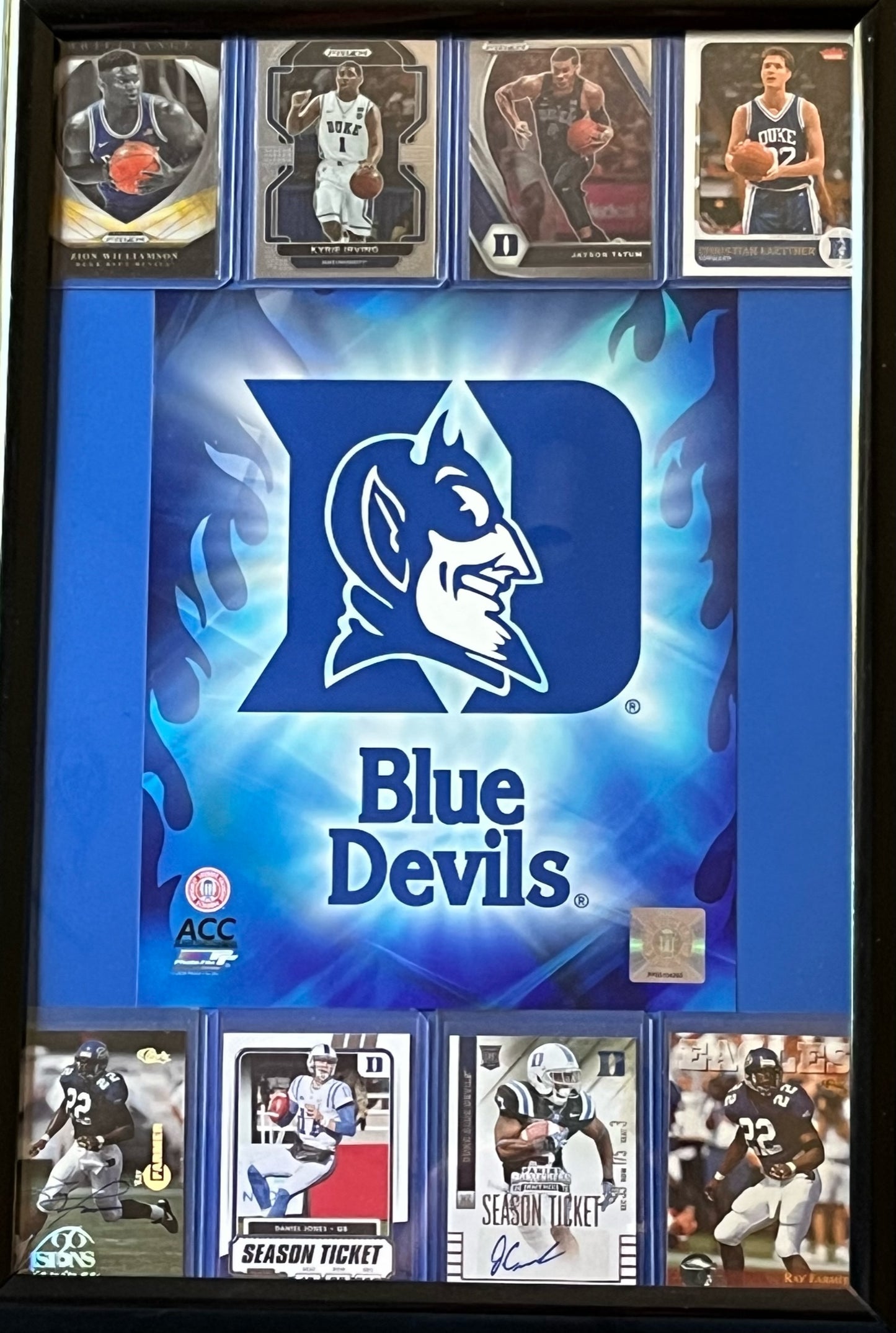 Autographed Duke University Basketball and Football Framed Sports Portrat