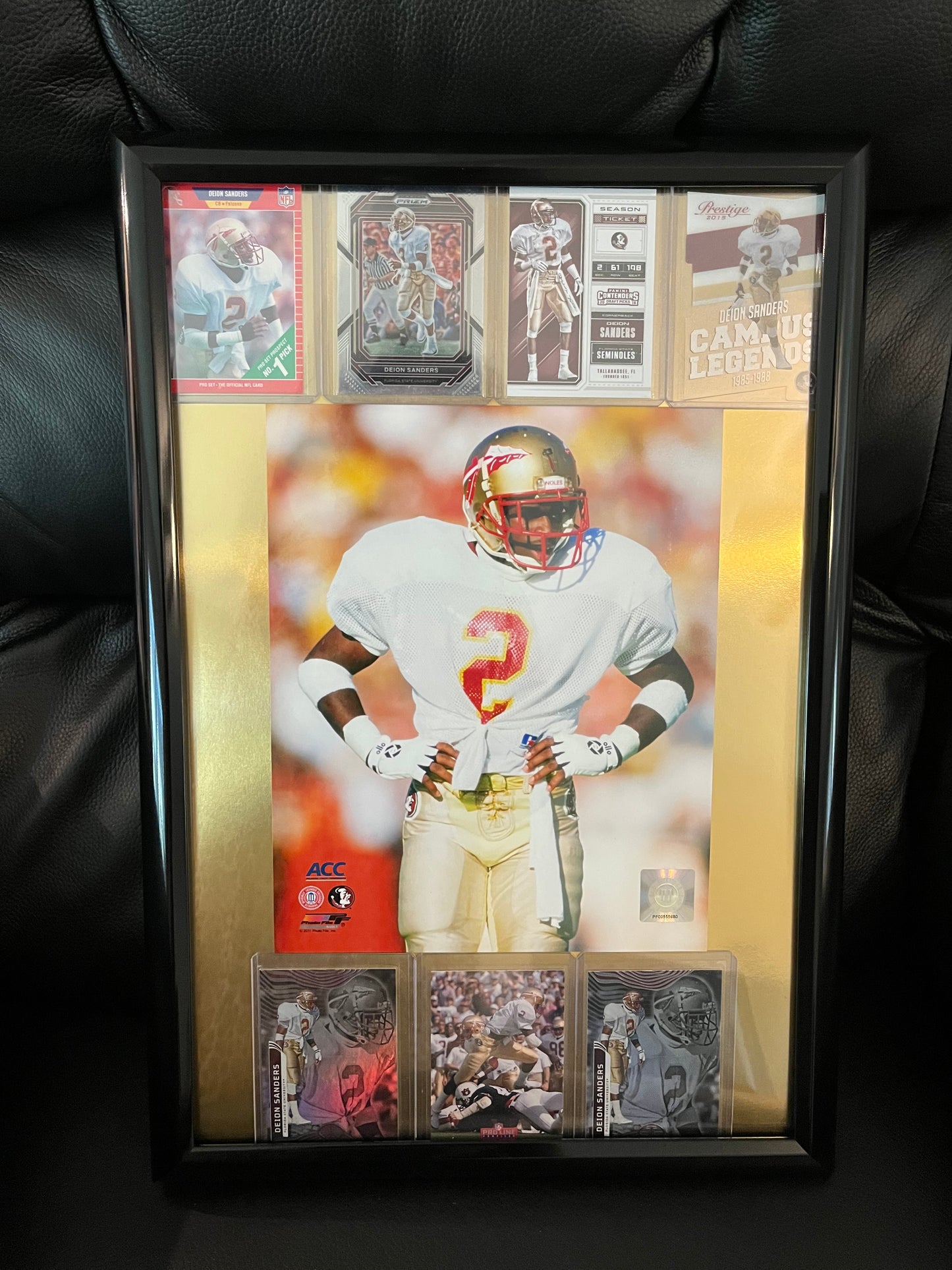 Deion Sanders FSU Framed Sports Portrait with trading cards