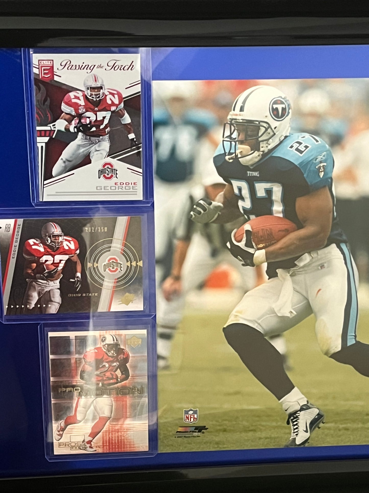 Eddie George Framed Sports Portrait with Trading Cards