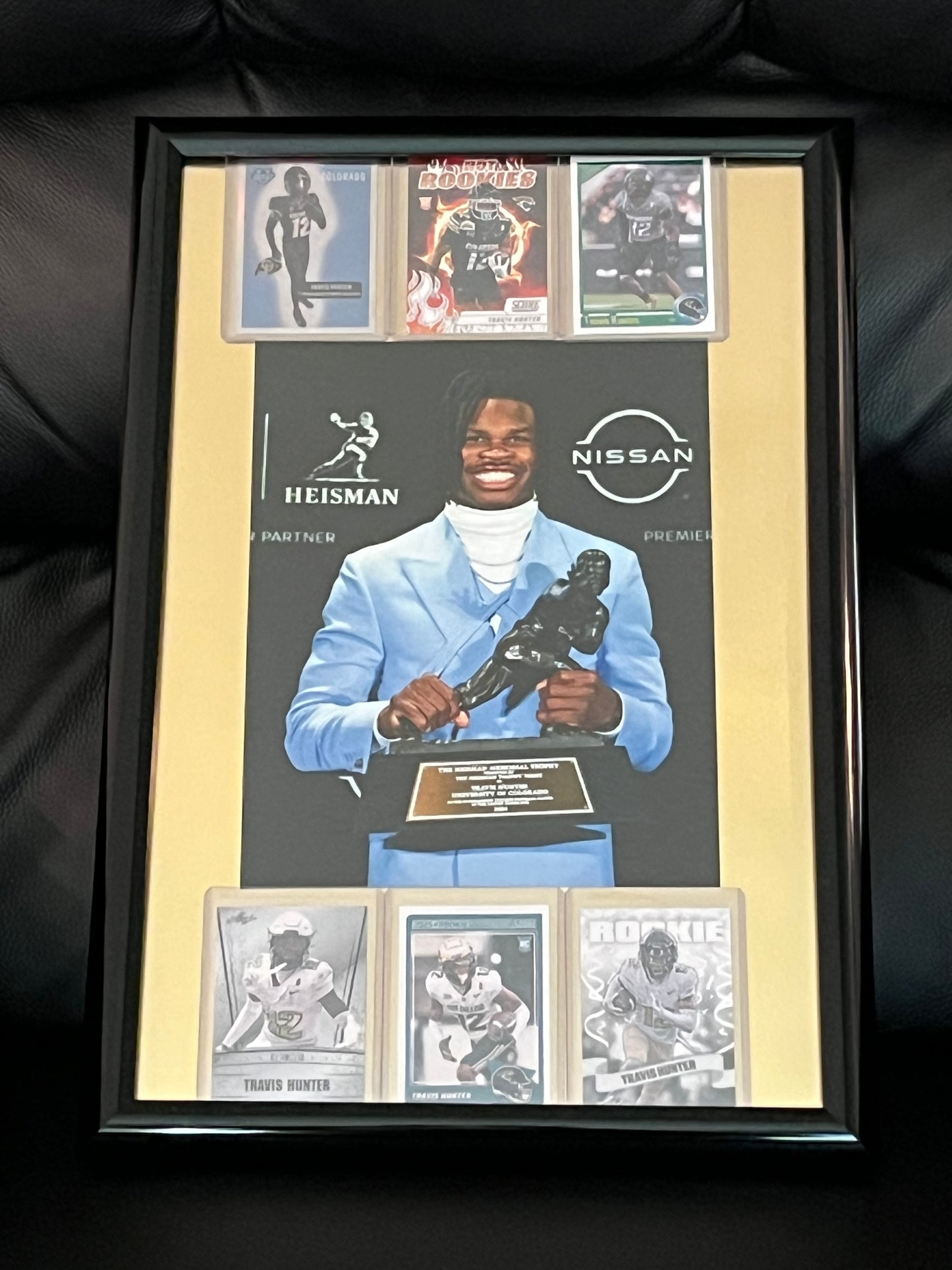 Travis Hunter Framed Sports Portrait w Trading Cards