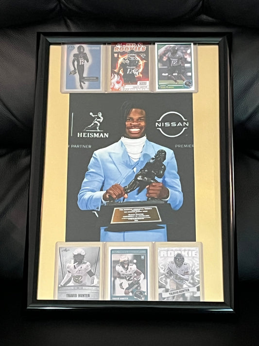 Travis Hunter Framed Sports Portrait w Trading Cards