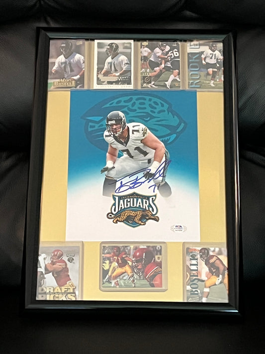 Autographed Tony Boselli Framed Sports Portrait w Trading Cards