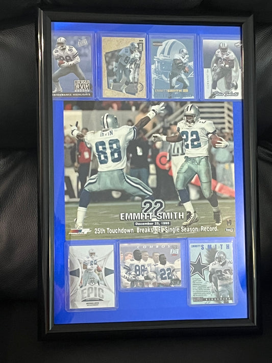 Emmitt Smith / Michael Irvin Duo Framed Sports Portraits with Trading cards