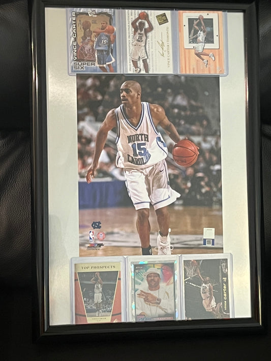 Vince Carter NC Framed Sports Portrait with Trading Cards