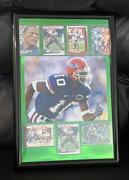 Autographed Jabar Gaffney UF Framed Sports Portrait with Trading Cards