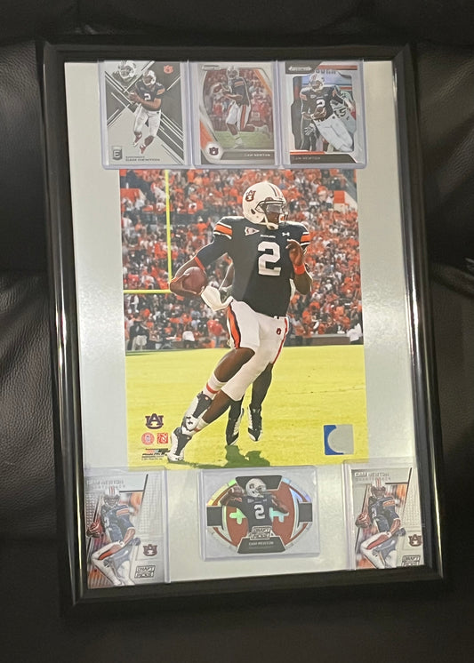 Cam Newton Auburn Framed Sports Portrait with Trading Cards