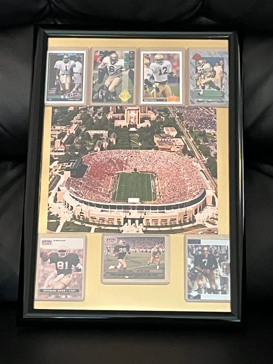 Notre Dame Framed Sports Portrait w Trading Cards