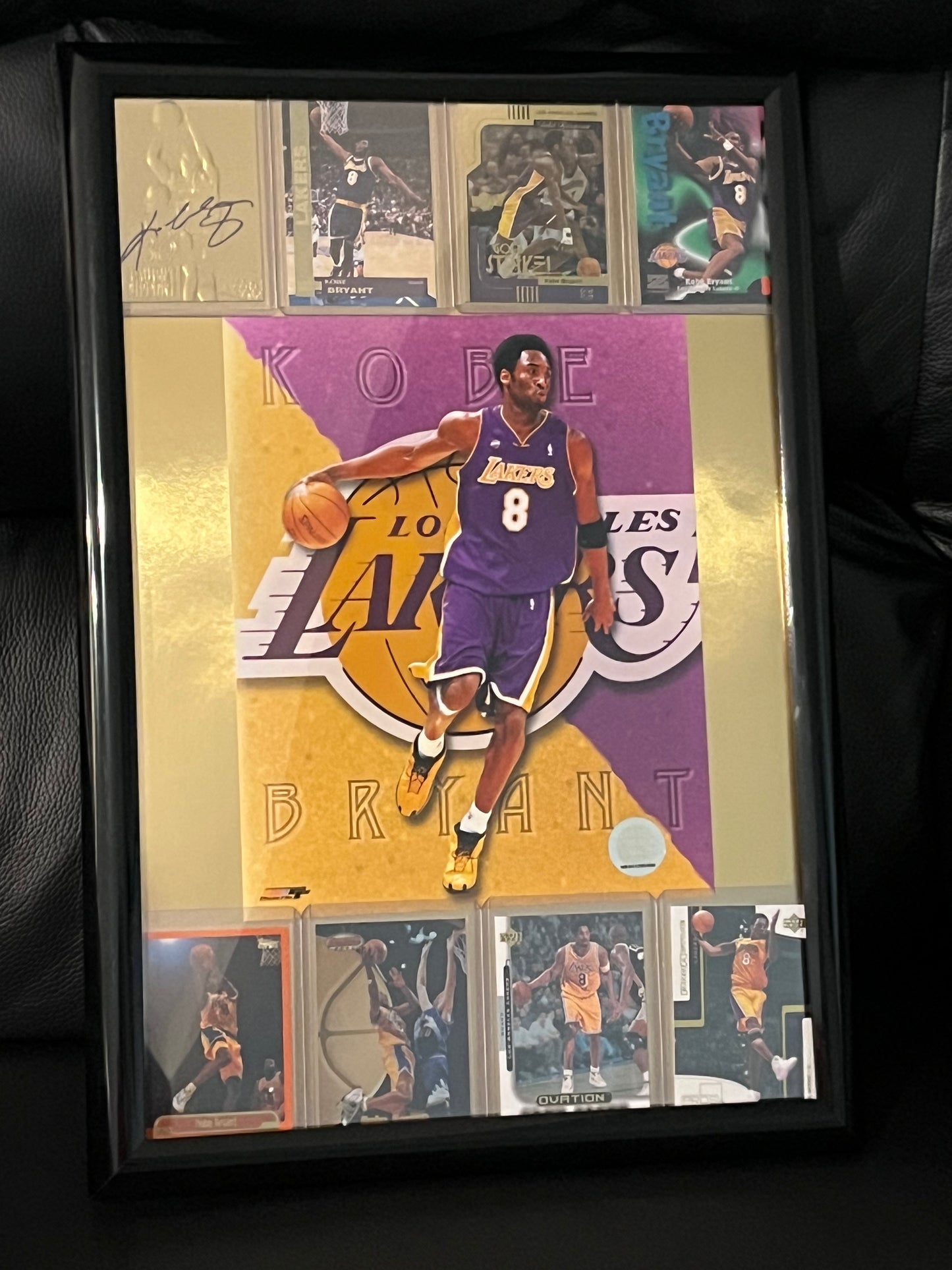 Kobe Bryant Gold Framed Sports Portrait with Trading Cards