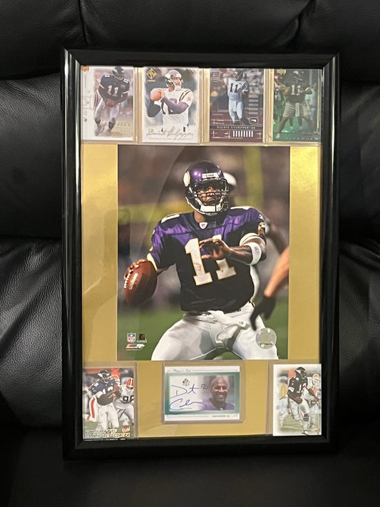 Autographed Daunte Culpepper Framed Sports Portrait with Trading Cards