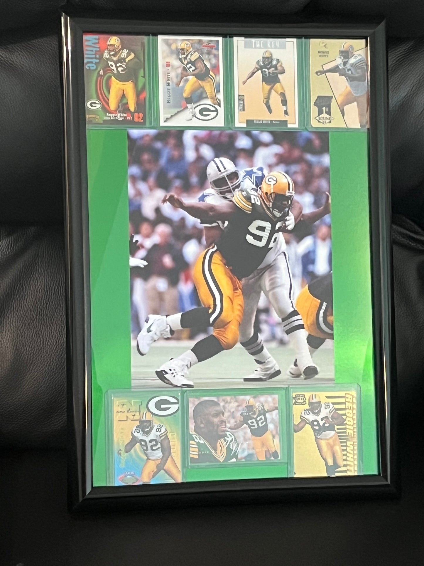 Reggie White Framed Sports Portrait with Trading Cards