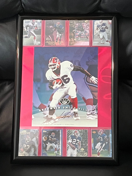 Autographed Antowain Smith Framed Sports Portrait with Trading cards