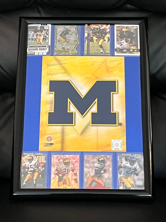 University of Michigan Framed Sports Portrait w Trading Cards