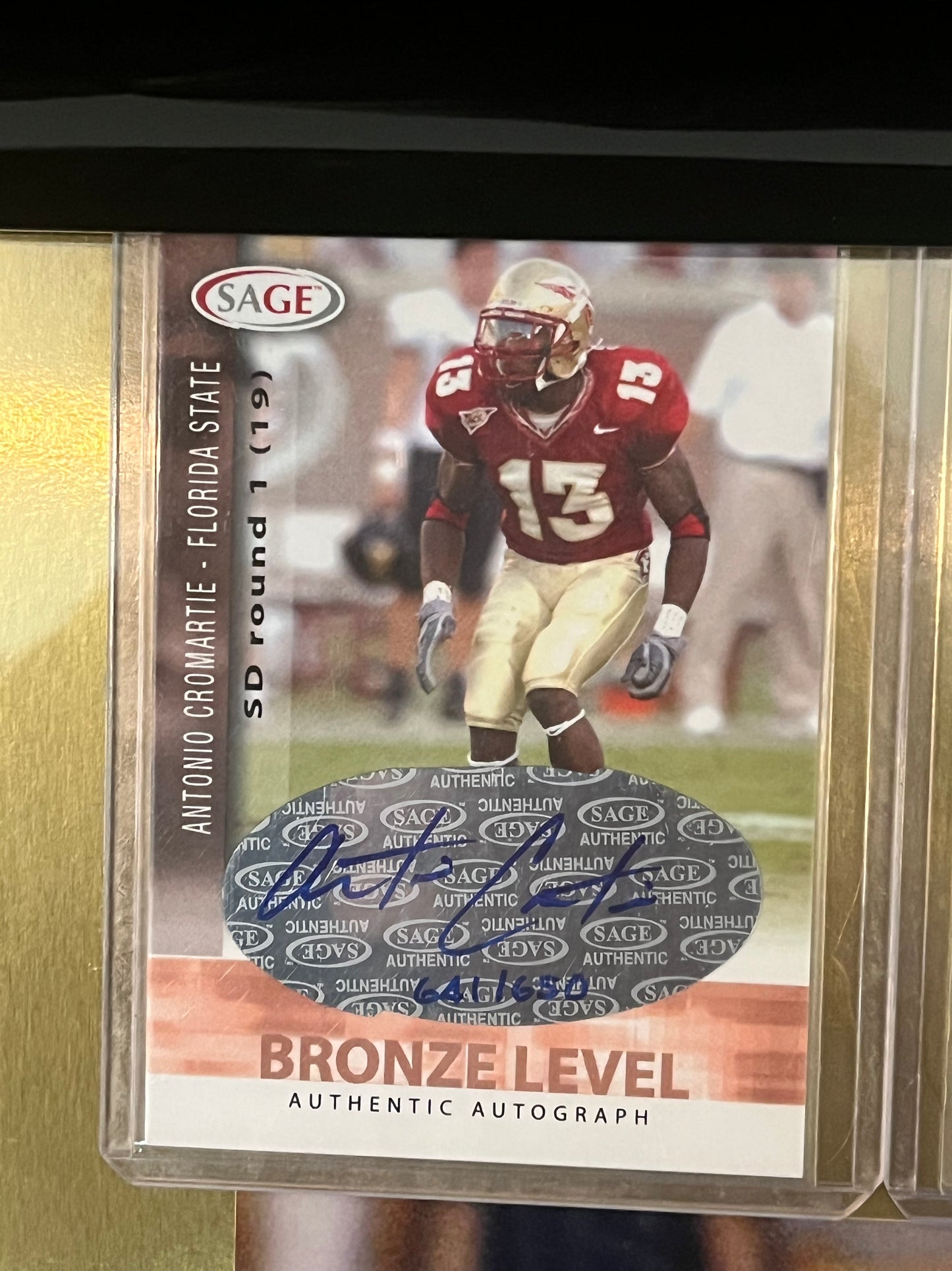 Autographed Antonio Cromartie Framed Sports Portrait with Trading Cards