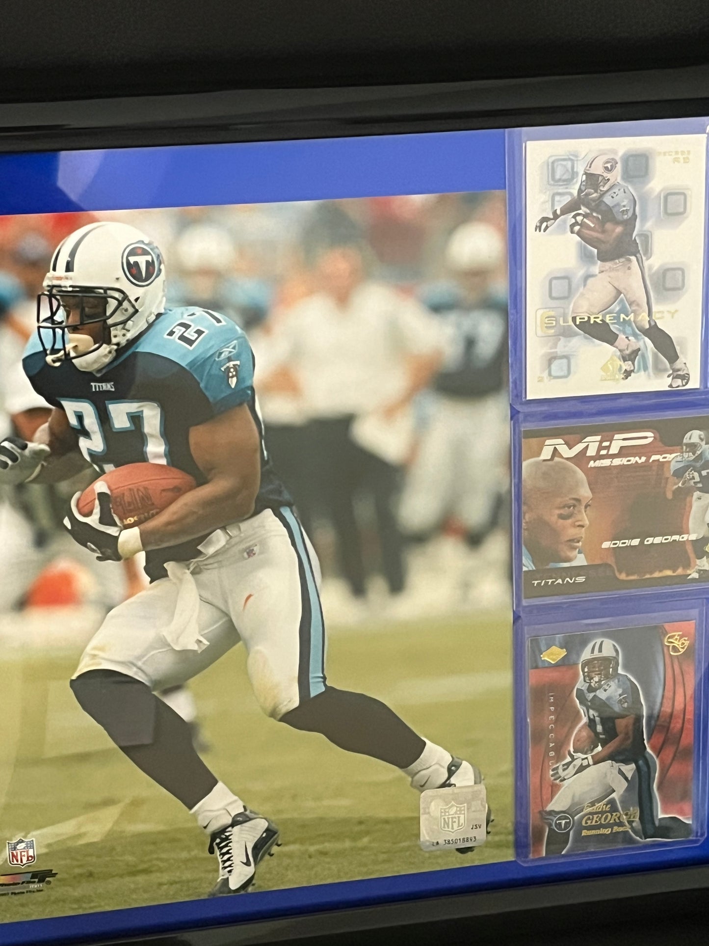 Eddie George Framed Sports Portrait with Trading Cards