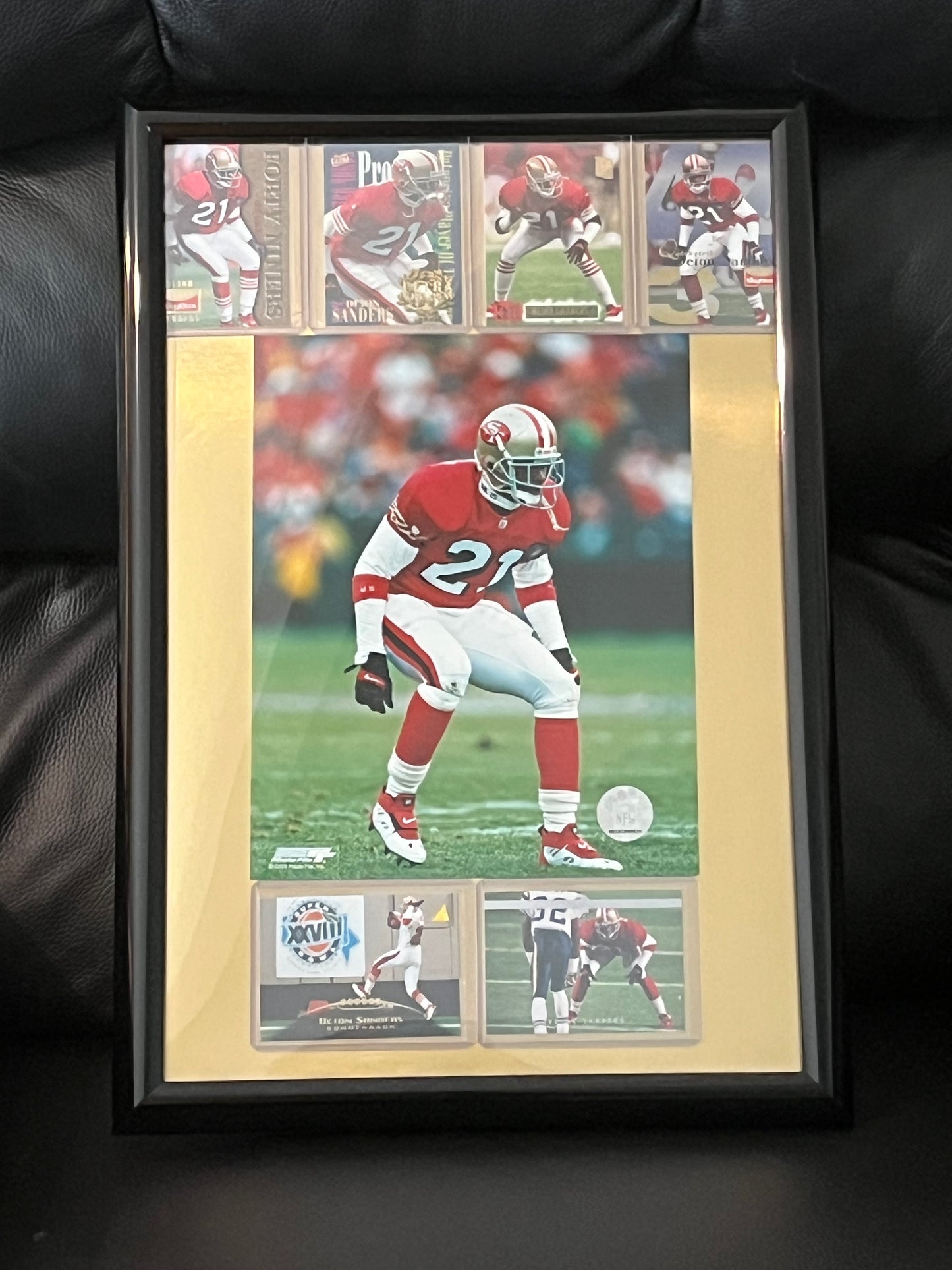 Deion Sanders 49ers Framed Sports Portrait with Trading Cards