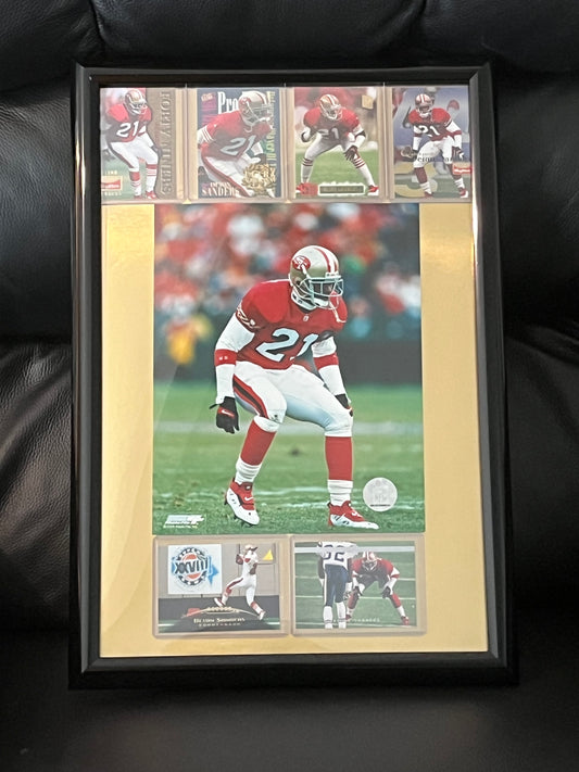 Deion Sanders 49ers Framed Sports Portrait with Trading Cards