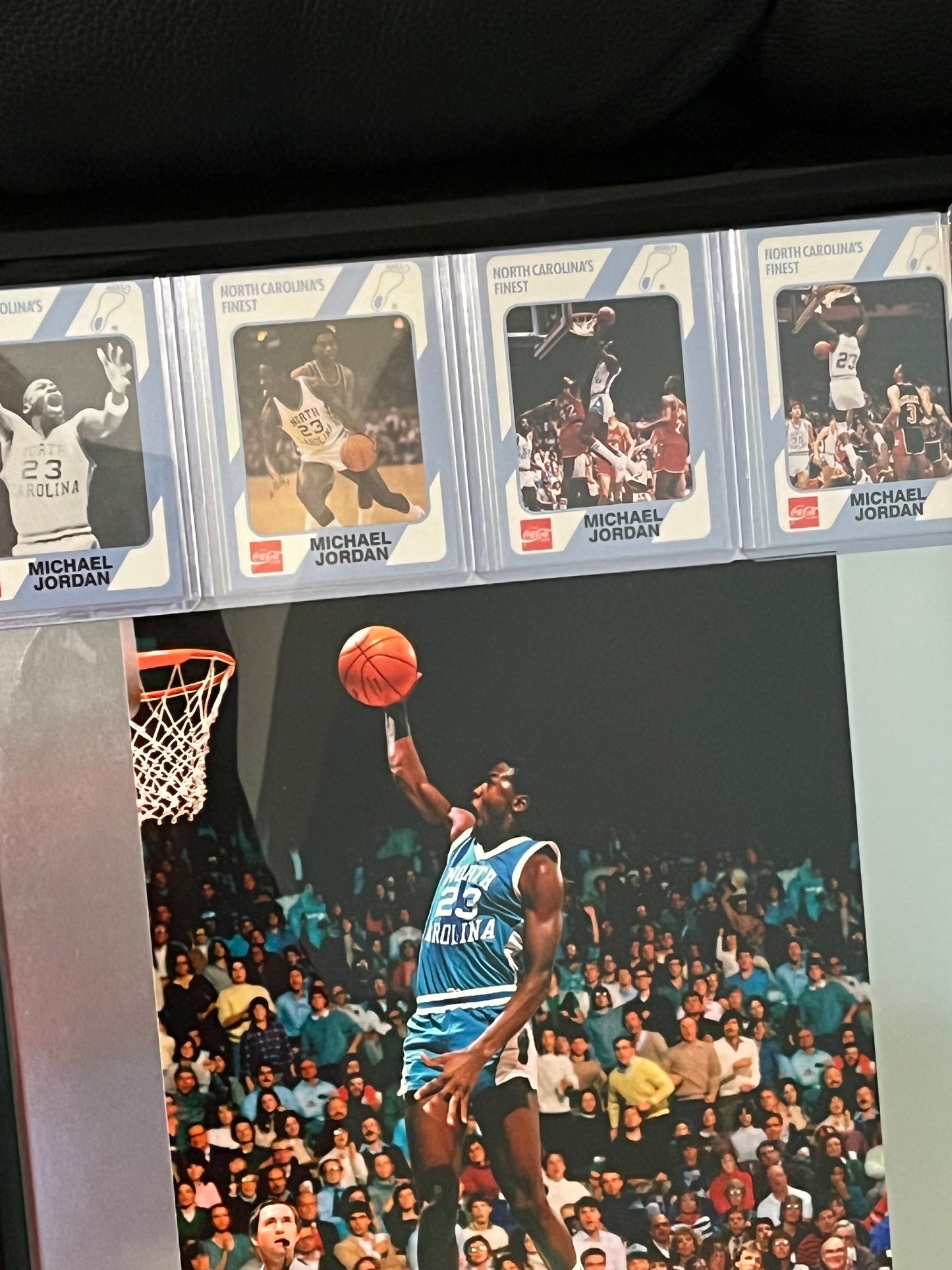 Michael Jordan UNC Framed Sports Portrait with Trading Cards