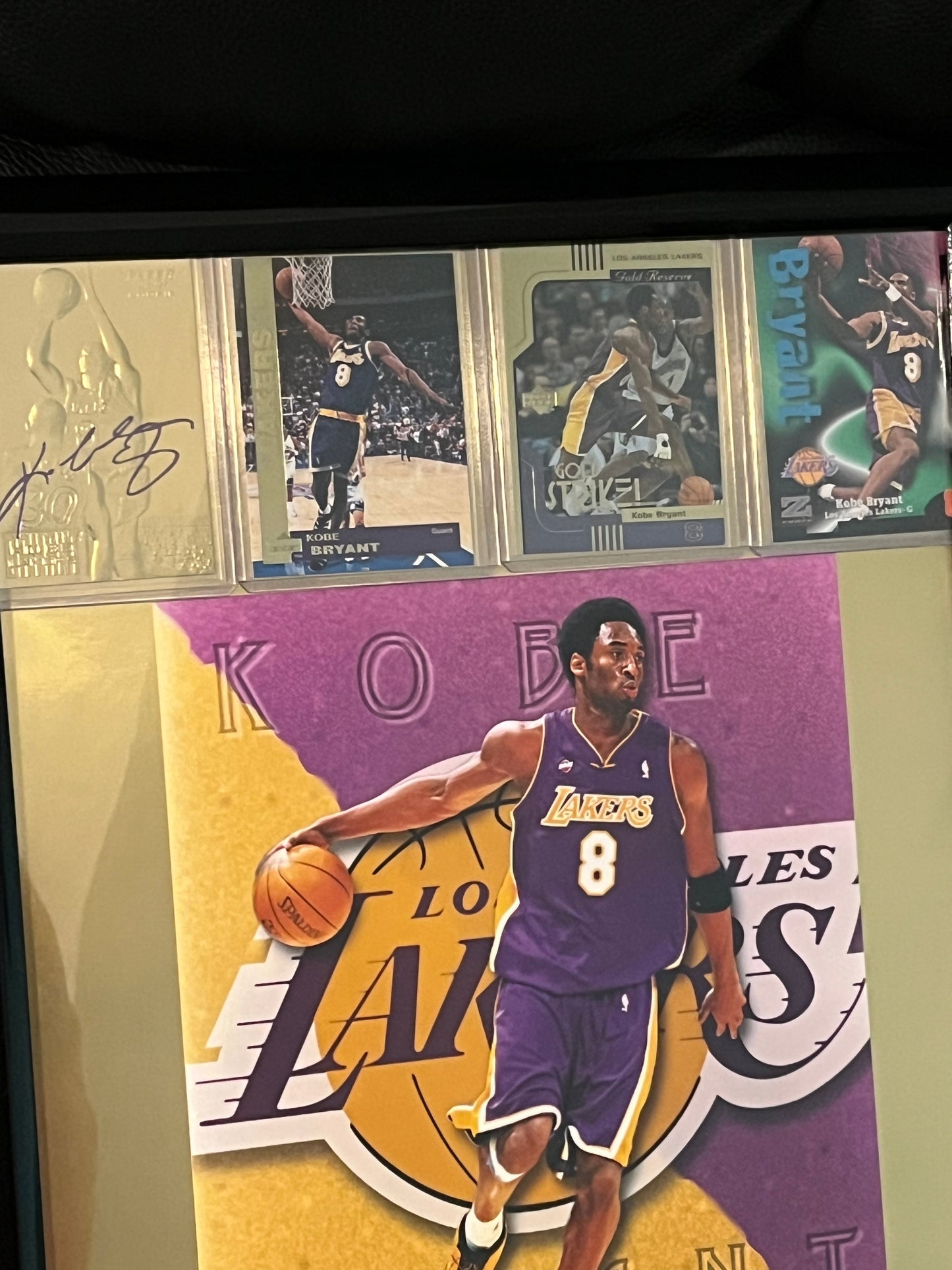 Kobe Bryant Gold Framed Sports Portrait with Trading Cards