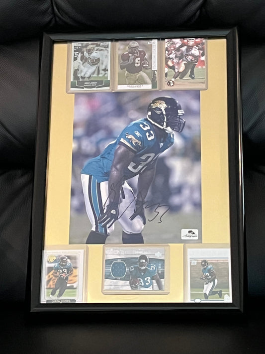 Autographed Greg Jones Framed Sports Portrait w Trading Cards