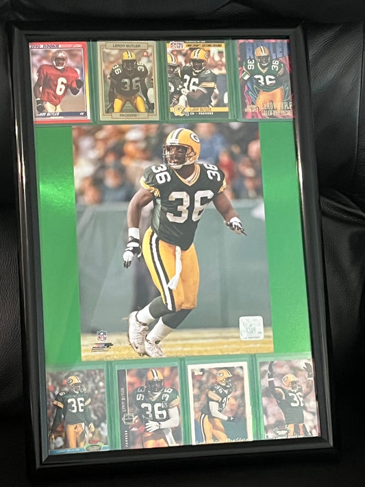 Leroy Butler Framed Sports Portrait with Trading Cards