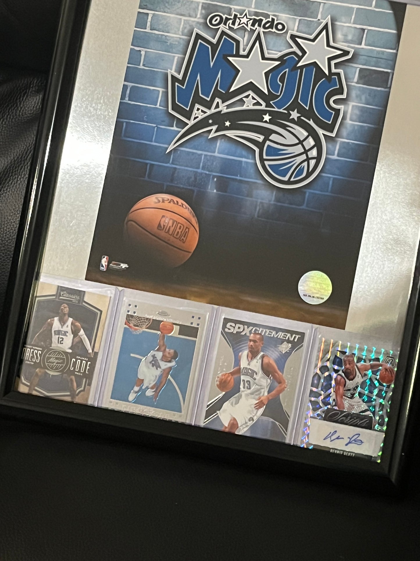 Autographed Orlando Magic Framed Sports Portrait with Trading Cards