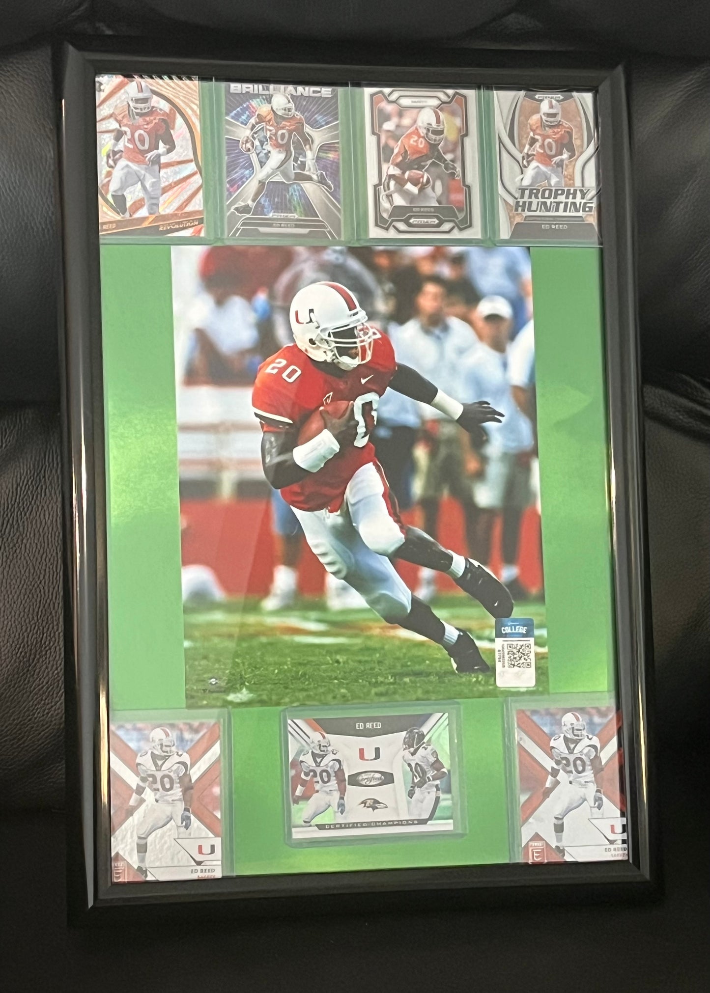 Ed Reed Framed Sports Portrait with Trading Cards