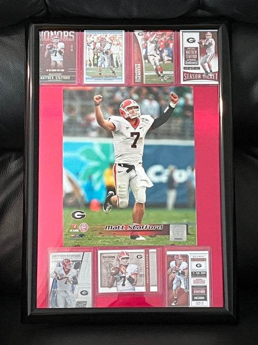 Matt Stafford UGA Framed Sports Portrait and Trading Cards