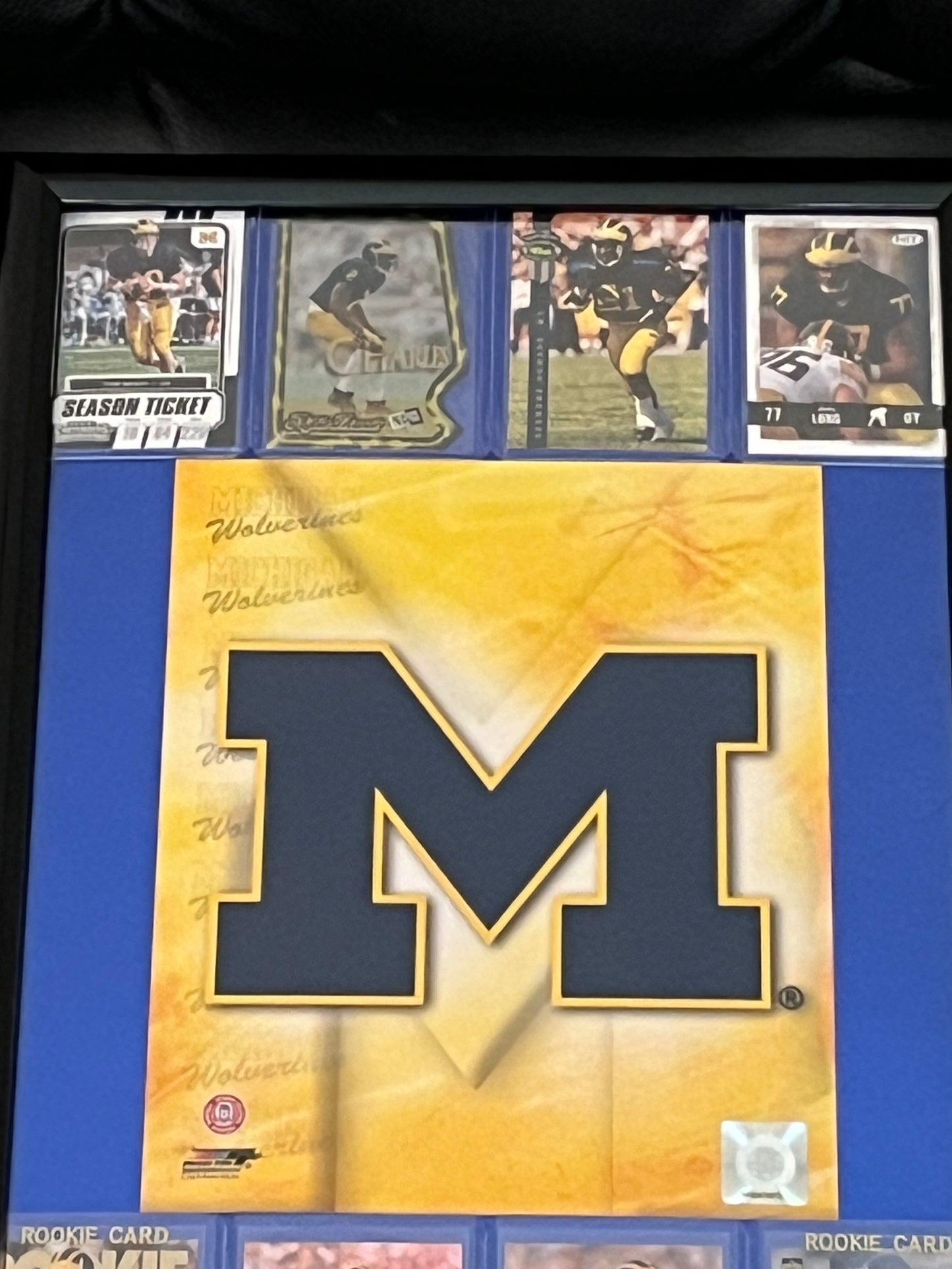 University of Michigan Framed Sports Portrait w Trading Cards