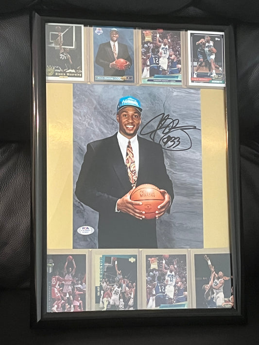 Autographed Alonzo Mourning Framed Sports Portrait with Trading Card
