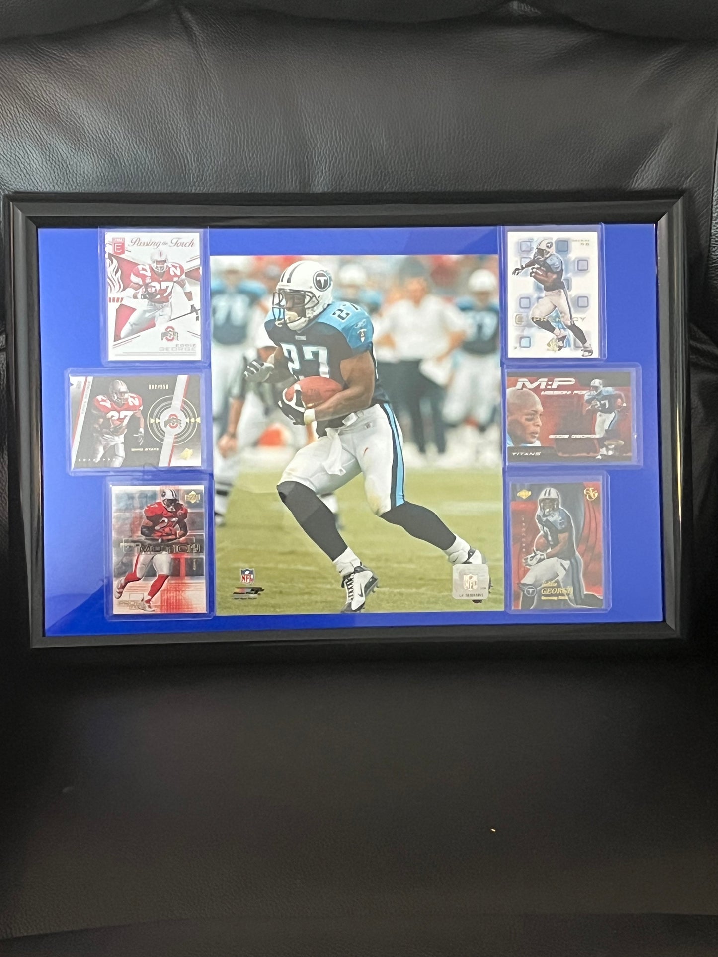 Eddie George Framed Sports Portrait with Trading Cards