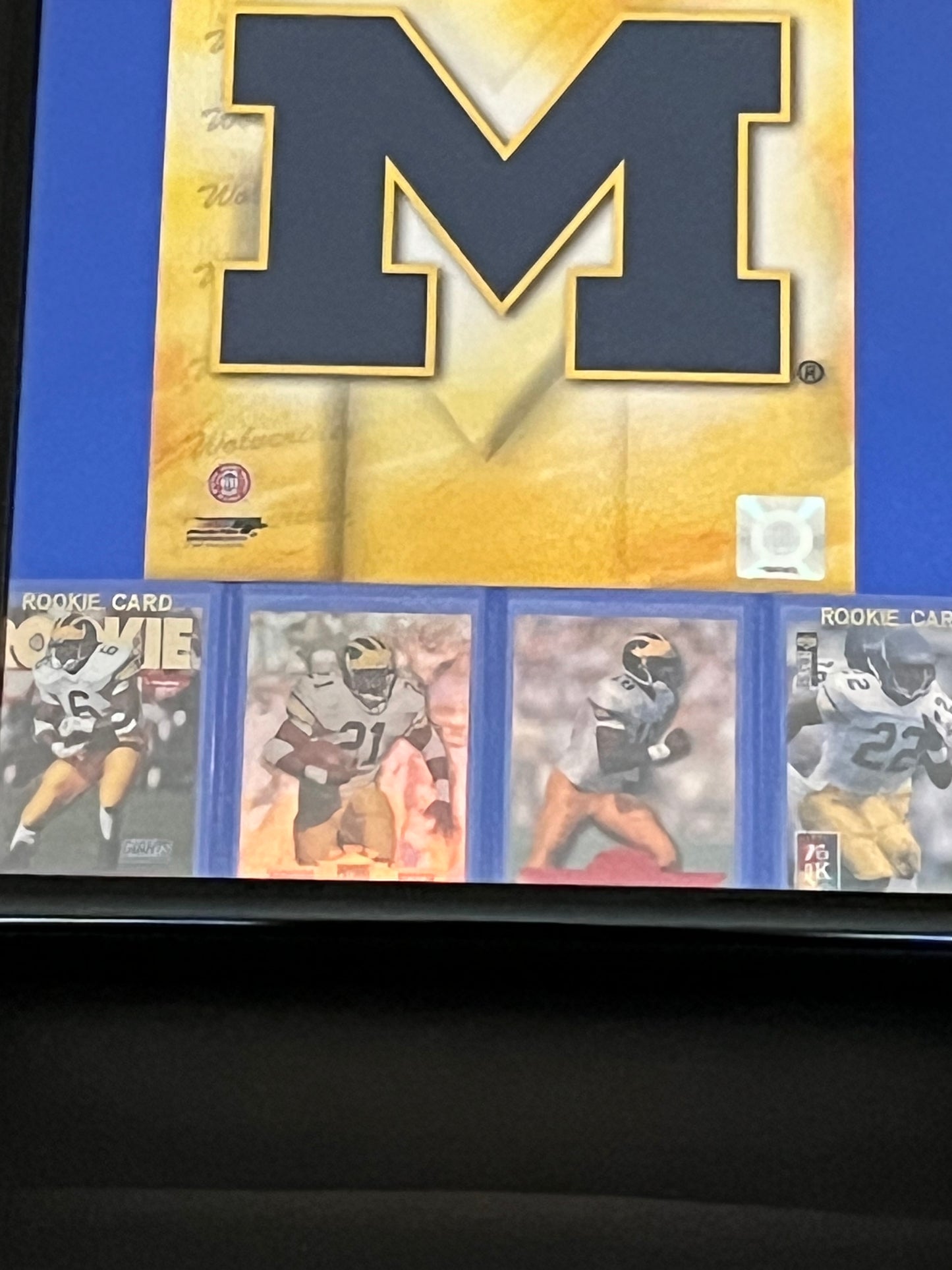 University of Michigan Framed Sports Portrait w Trading Cards