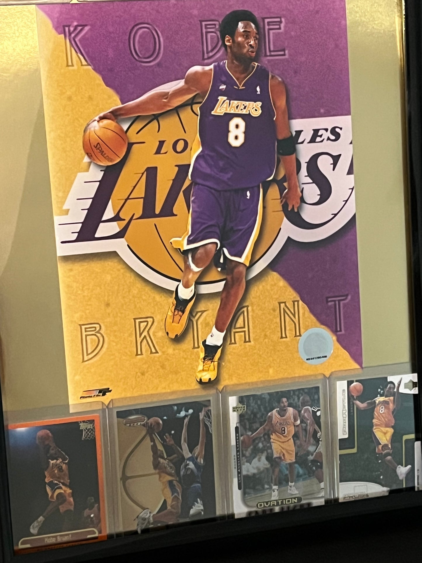 Kobe Bryant Gold Framed Sports Portrait with Trading Cards
