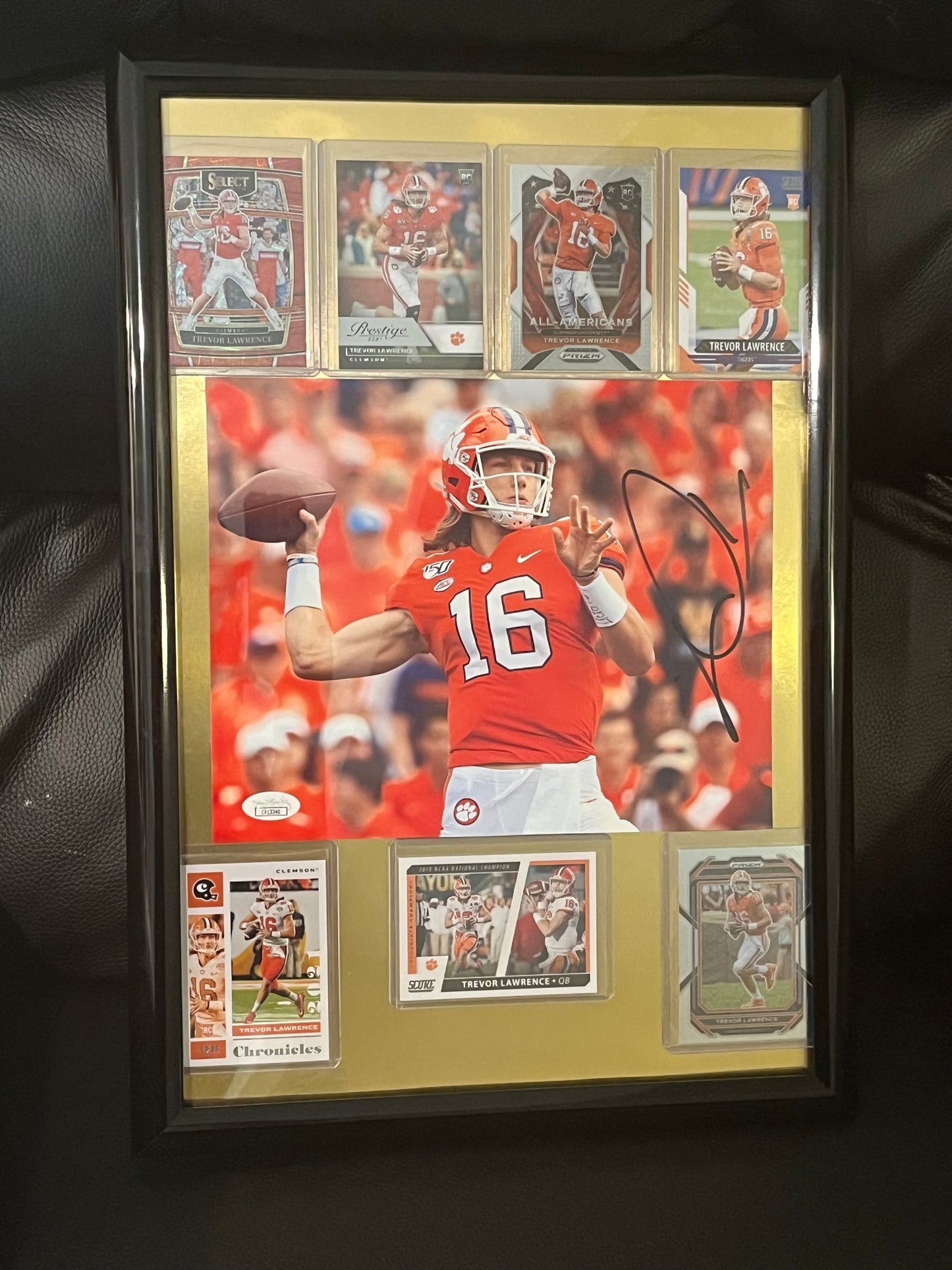 Autographed Trevor Lawrence Clemson Frames Sports Portrait with Trading Cards