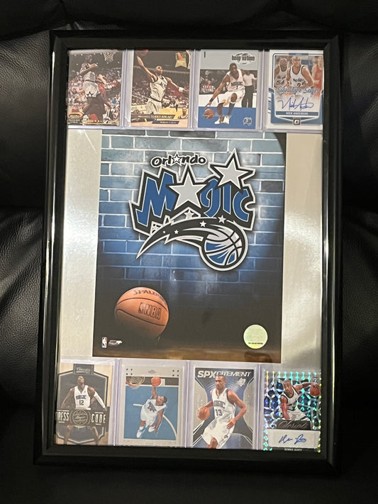 Autographed Orlando Magic Framed Sports Portrait with Trading Cards